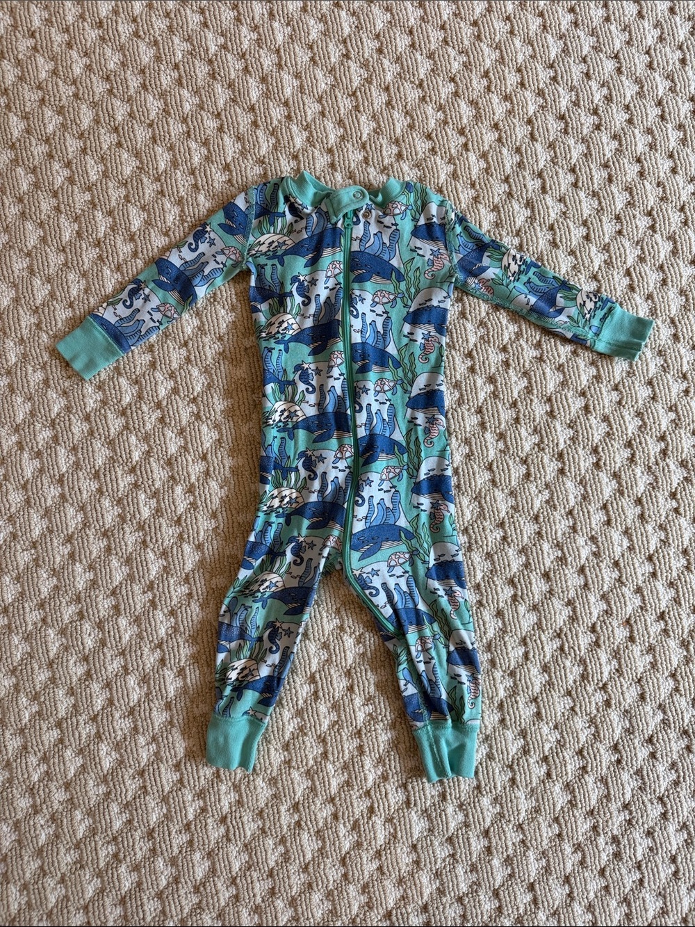 Blue and Teal sea creatures Print Kids One-Piece Pajama